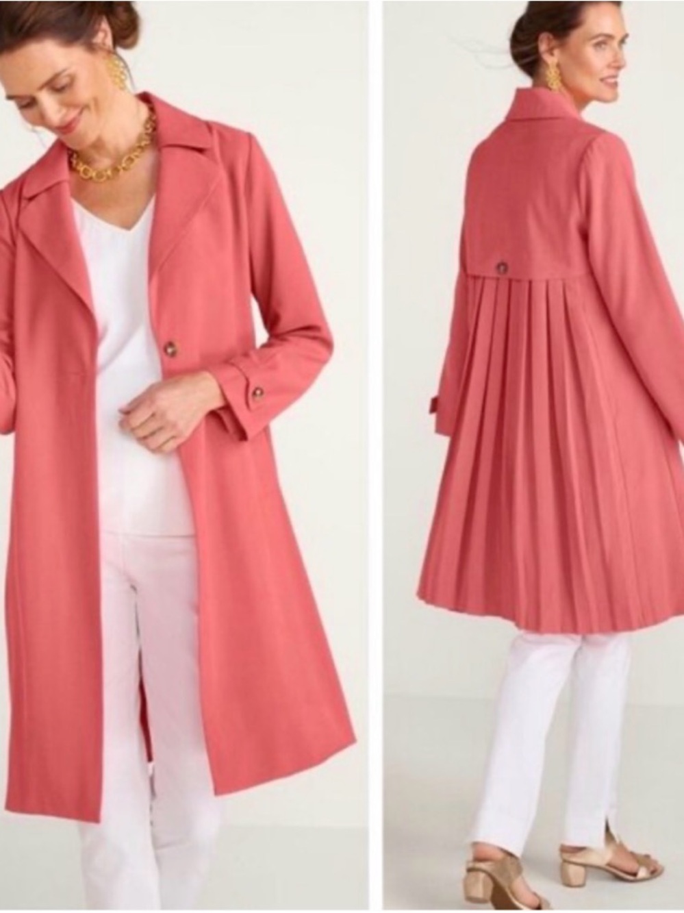 Soft Surroundings Coral Town and Country Trench Coat - Picture 6 of 6